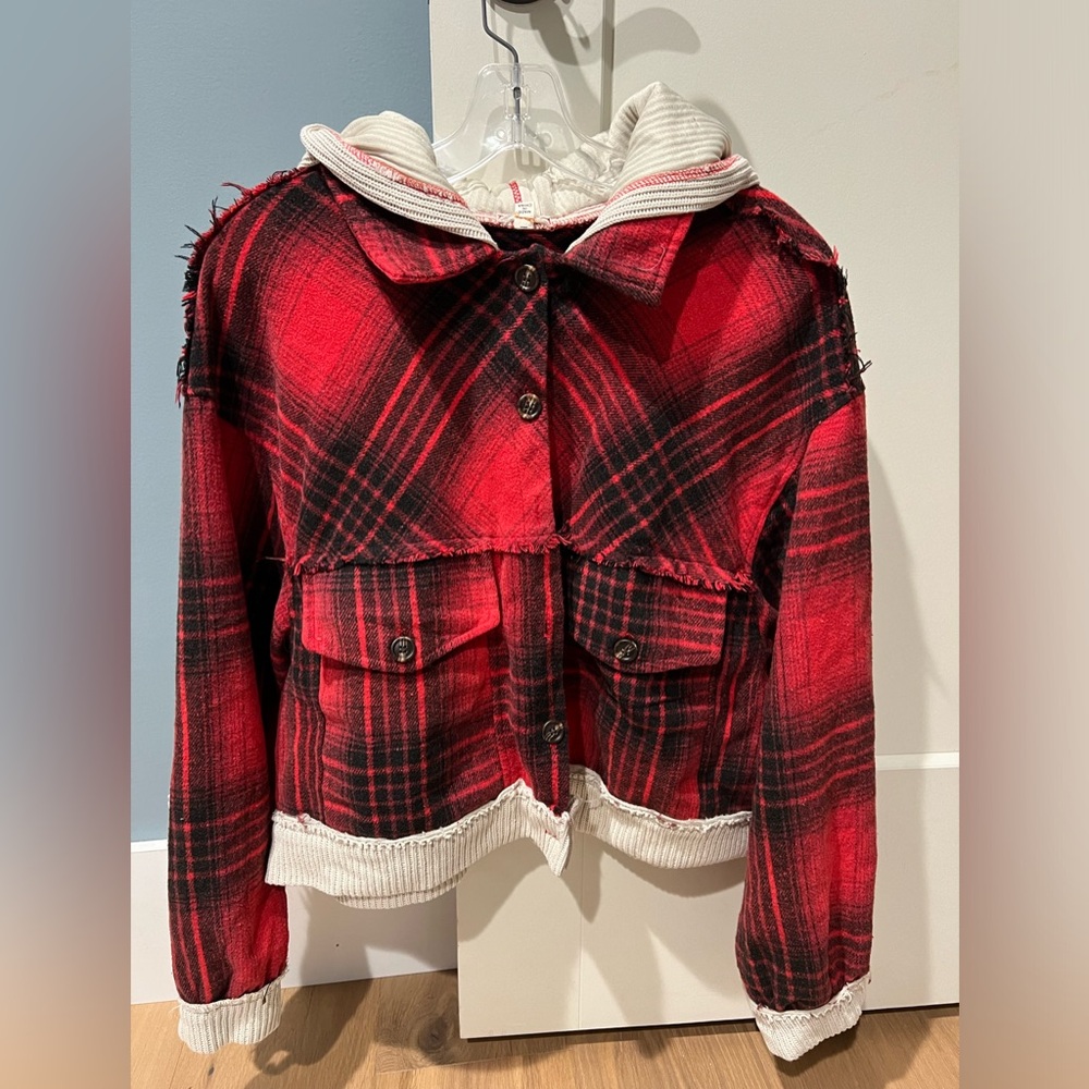 Pol size small red jacket hoodie oversized fit.